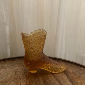 Vintage Amber Glass Boot